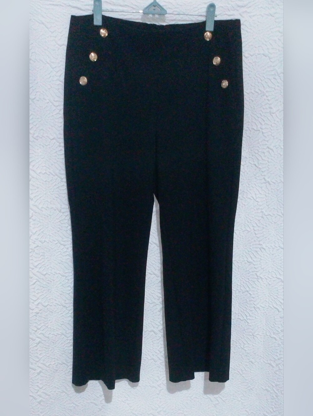 Chico's So Slimming Juliet Ponte Button Detail Flare Pants Black